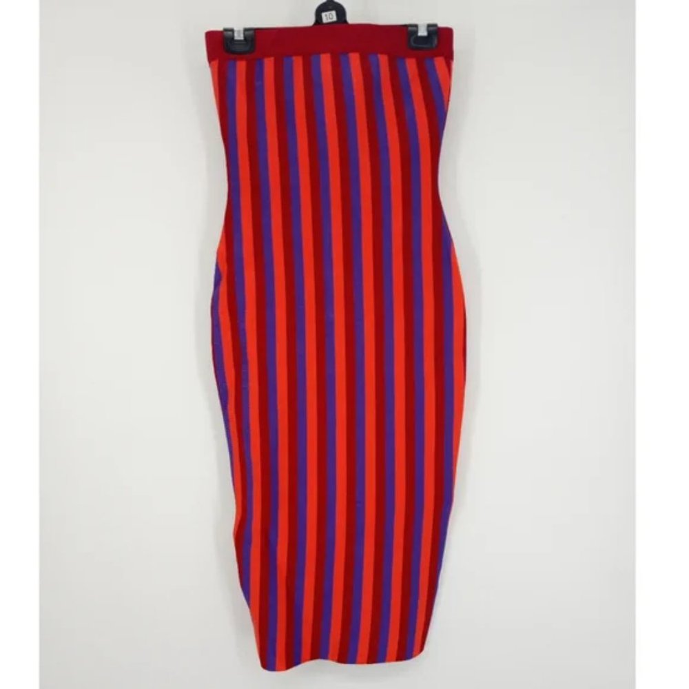 Multi Stripe Strapless Bandage Midi Dress - Picture 6 of 9
